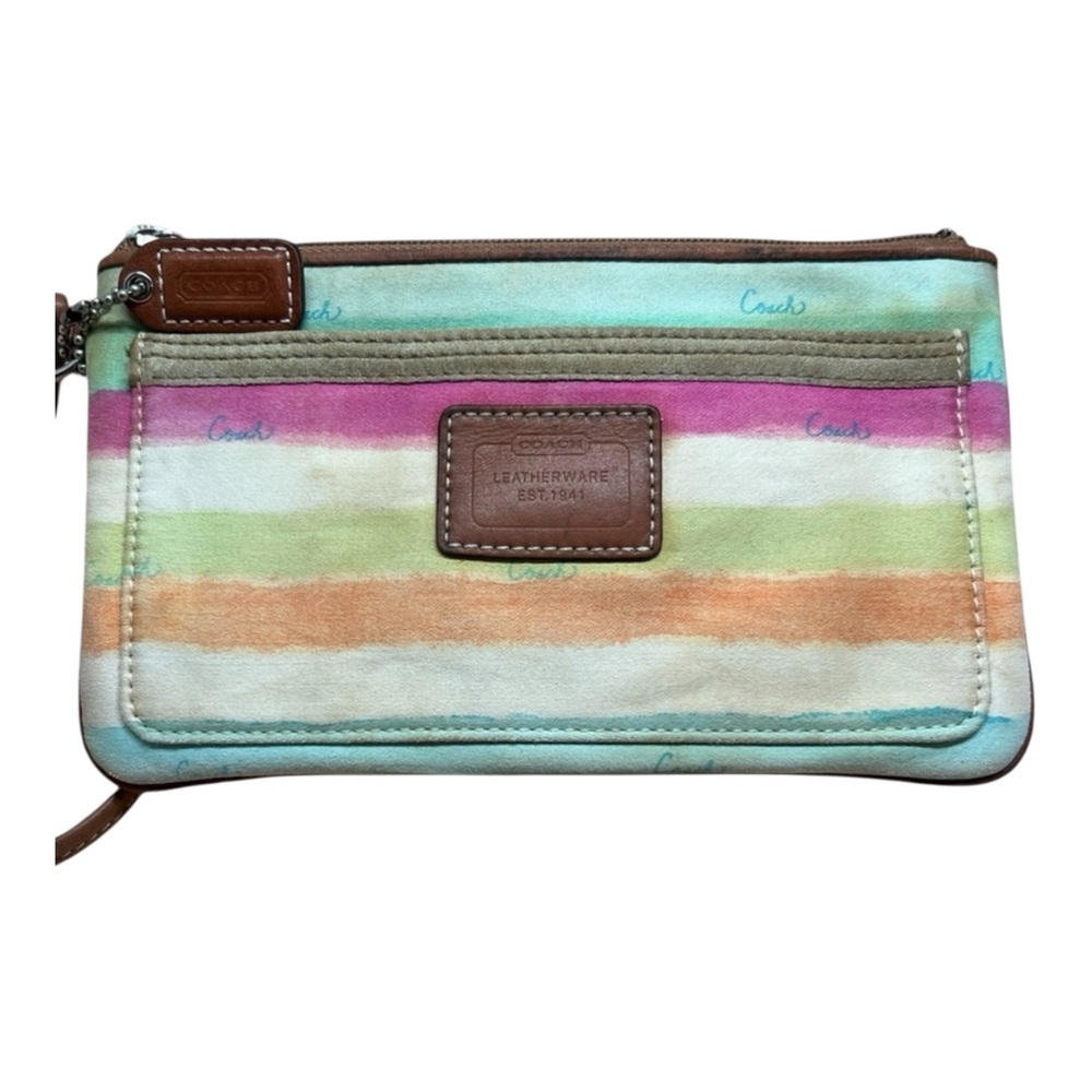 Coach Hampton Watercolor Wristlet • Vintage Pastel Resort Pouch • Beach Vacation - Picture 11 of 16